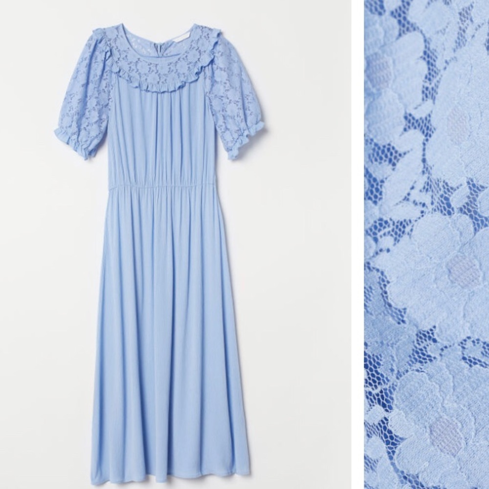 H&M Baby Blue Calf Length Dress